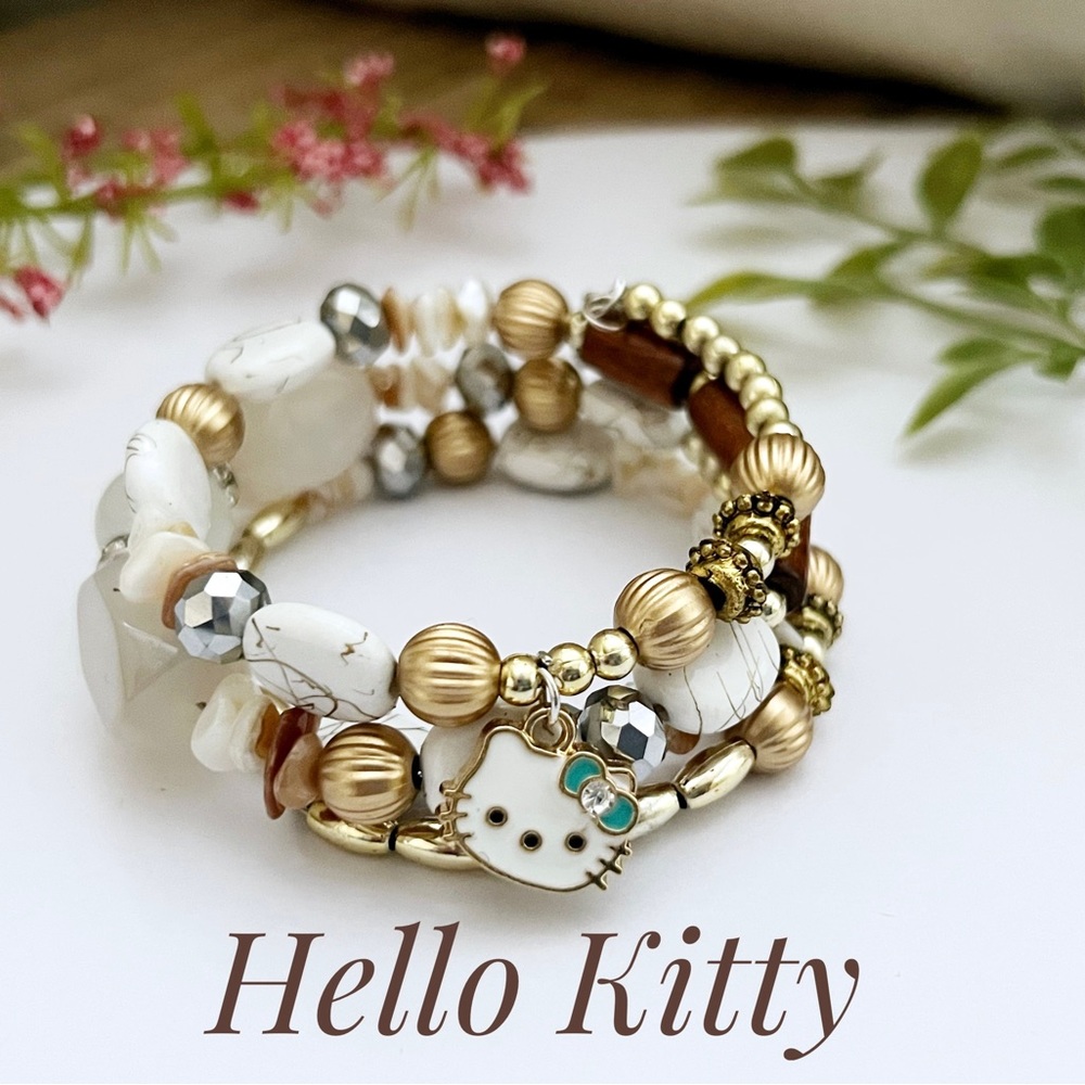 Hello Kitty Boho Style Beaded Charm Bracelet NEW